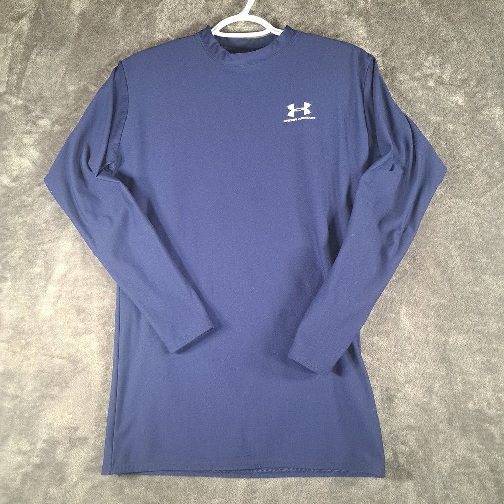 Under Armour Kids XL Navy Blue Long Sleeve Mock Neck Compression Shirt Athletic